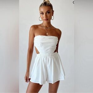 Princess Polly Jessia Romper White Backless Strapless Romper